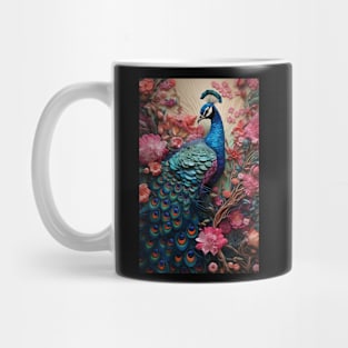 Peacock in a Flower Garden Mug